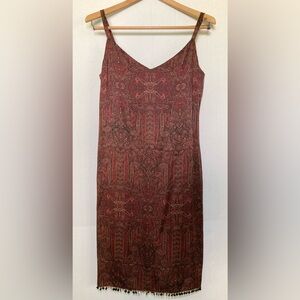 LOFT 🟣 Size 8 Spaghetti Strap Printed Dress in 100% Silk